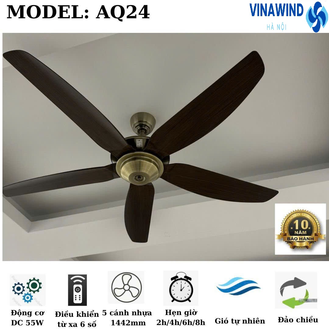 Quạt trần trang trí phòng khách có đèn AQ-24