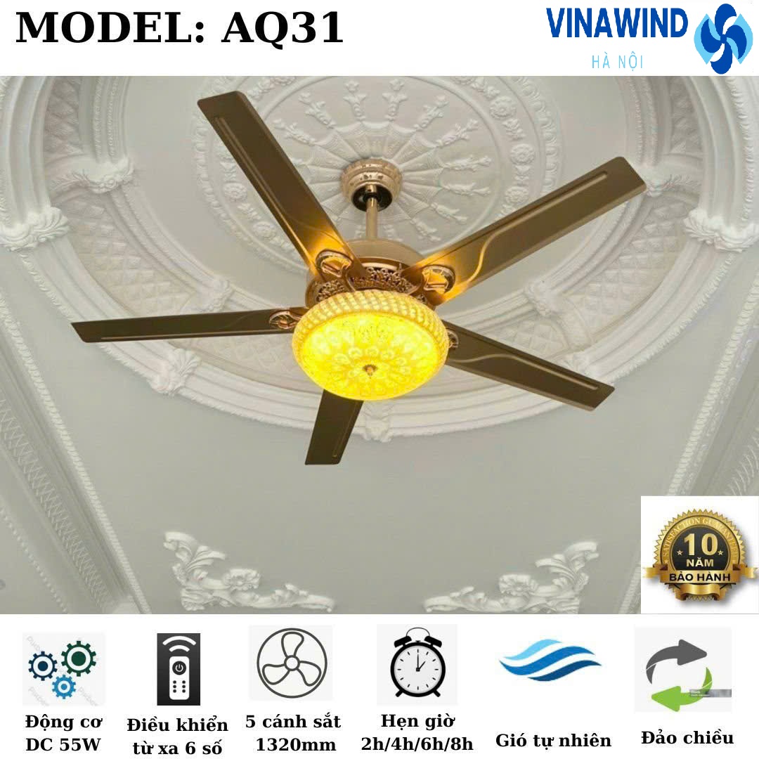 Quạt trần trang trí phòng khách có đèn AQ-31