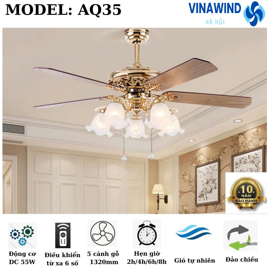 Quạt trần trang trí phòng khách có đèn AQ-35