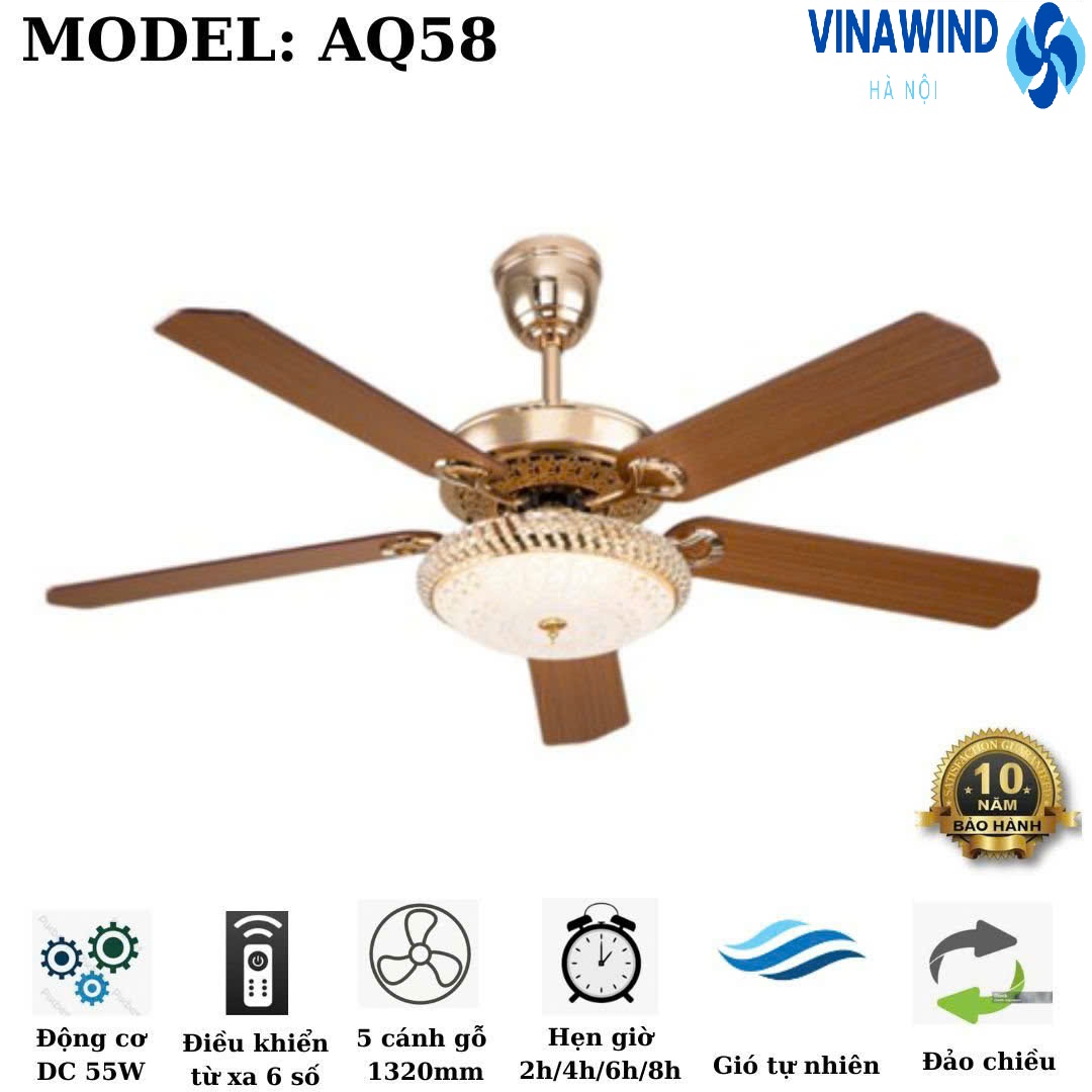 Quạt trần trang trí phòng khách có đèn AQ-58