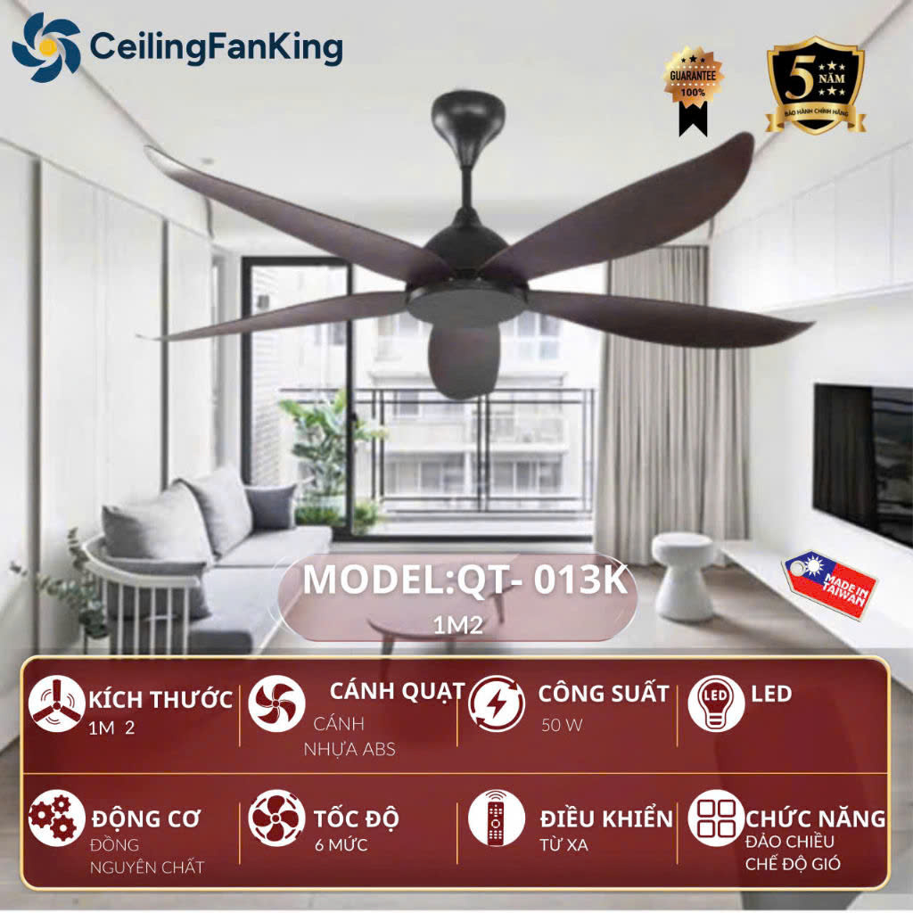 Quạt trần trang trí phòng khách có đèn QT-13