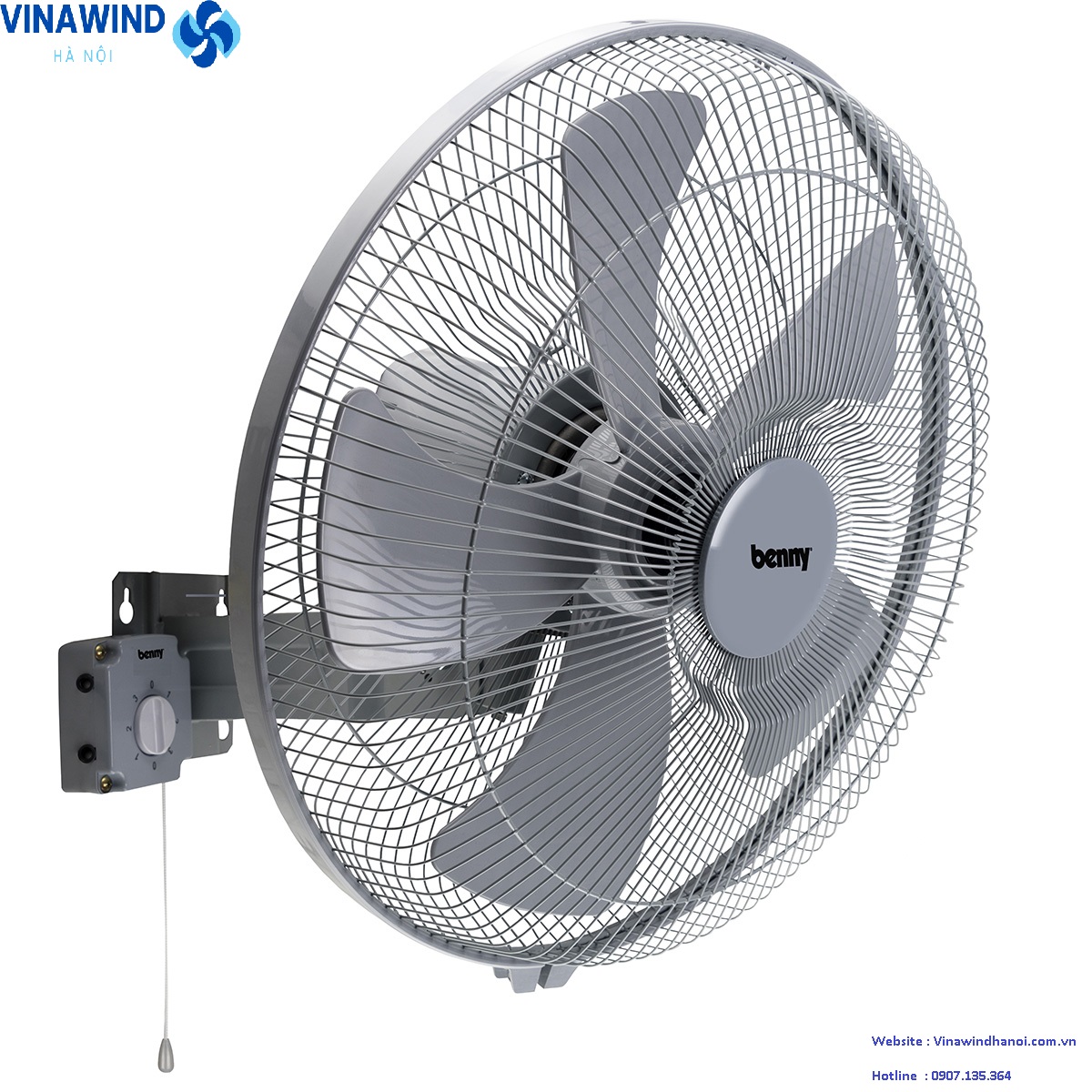 Quạt treo tường Benny BFW-221 Điều khiển từ xa, sải cánh 55cm