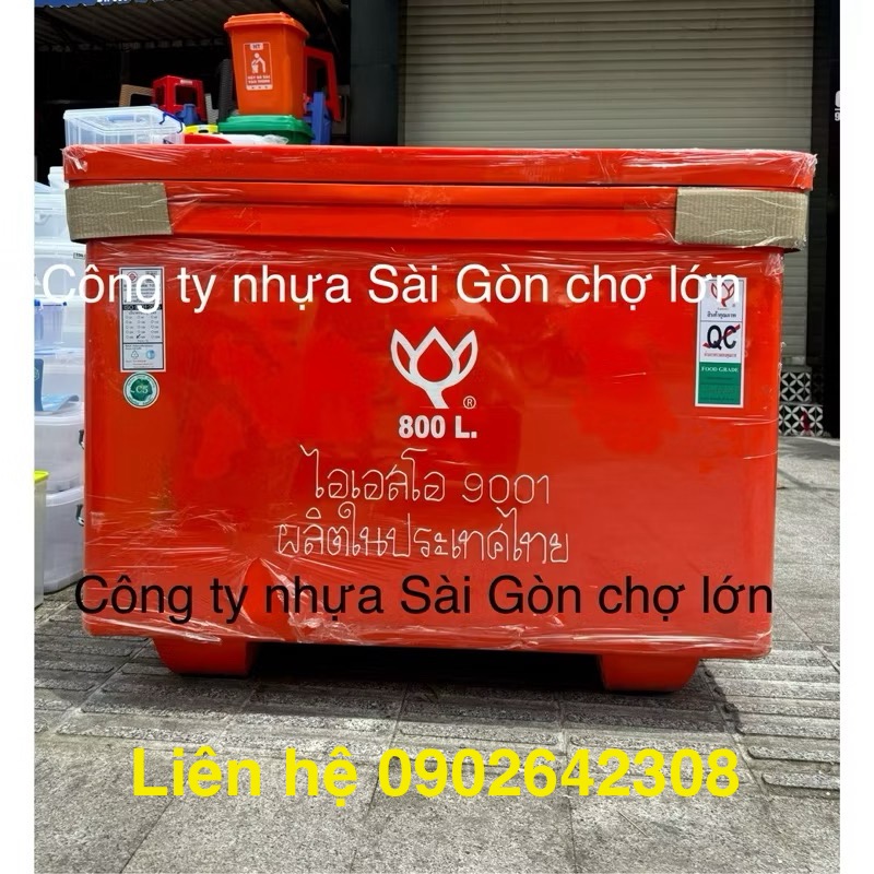 Thùng đá Thái Lan 800 lít nhập khẩu Hoa sen có chân 2 da