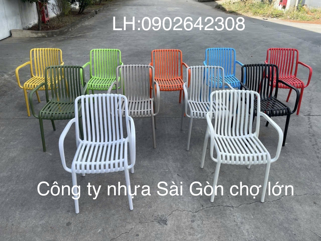 Ghế nhựa đúc caffe kẻ sọc có tay 3046 cao cấp