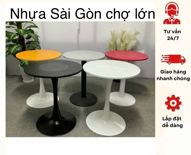 Bàn tròn TULIP mặt nhựa lỗ 60 cm nhập khẩu