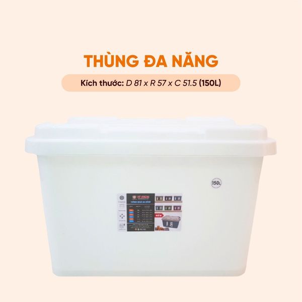 Thùng đa năng 150 lít bánh xe Vĩ Hưng