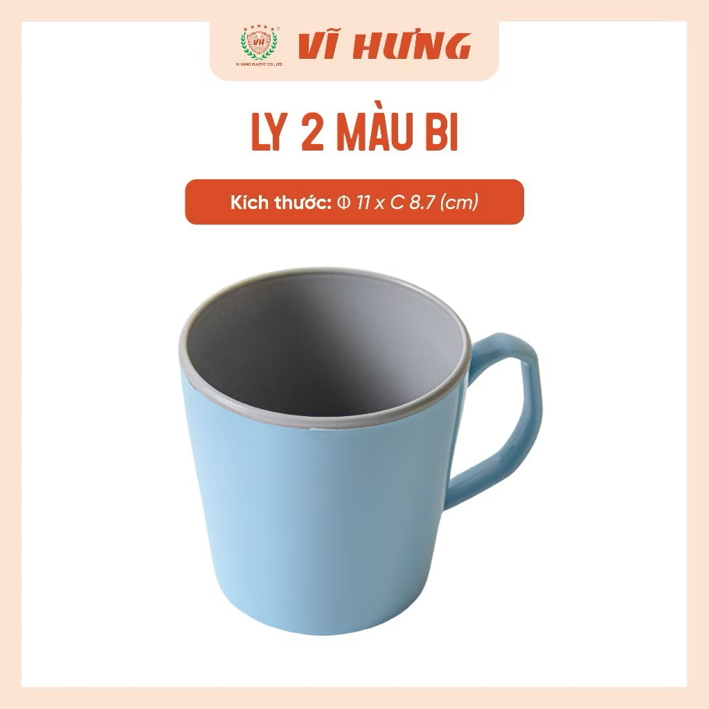 Cốc Nhựa Chịu Nhiệt 2 Màu, Có Quai Cầm Tiện Lợi, Màu Sắc Xinh Xắn - Nhựa Vĩ Hưng