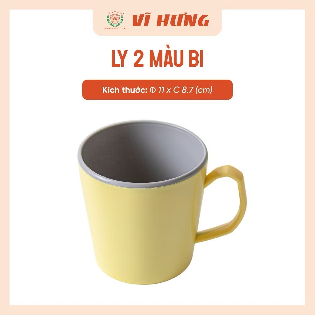 Cốc Nhựa Chịu Nhiệt 2 Màu, Có Quai Cầm Tiện Lợi, Màu Sắc Xinh Xắn - Nhựa Vĩ Hưng