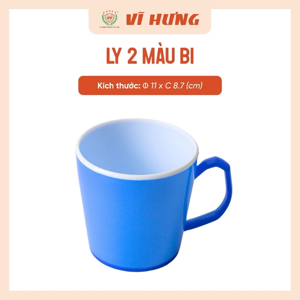 Cốc Nhựa Chịu Nhiệt 2 Màu, Có Quai Cầm Tiện Lợi, Màu Sắc Xinh Xắn - Nhựa Vĩ Hưng