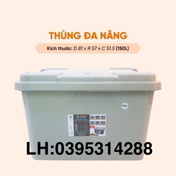 Thùng đa năng 150 lít bánh xe Vĩ Hưng