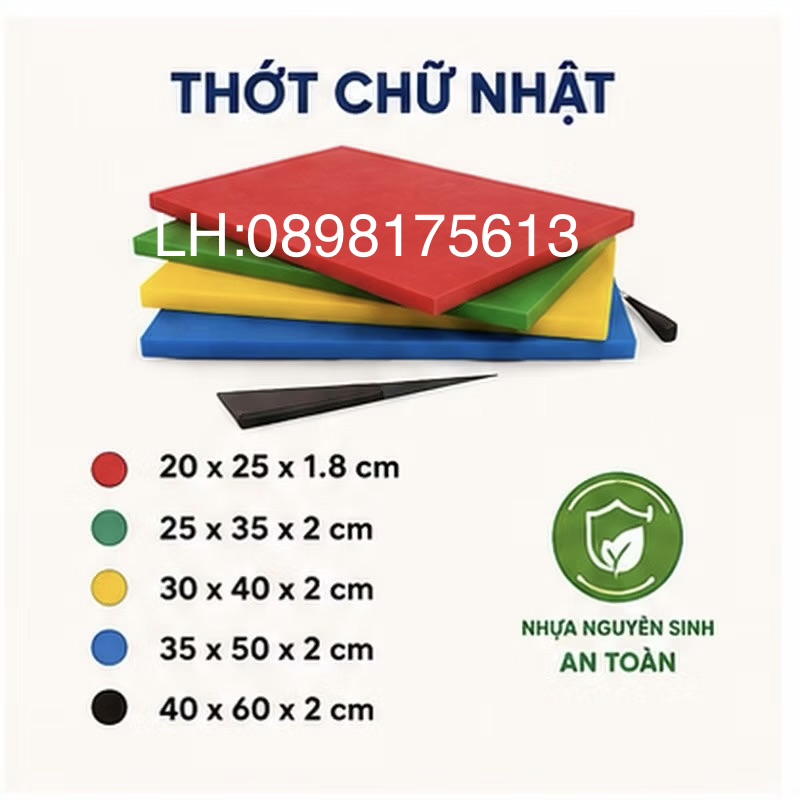 Thớt nhựa chữ Nhật công nghiệp kháng khuẩn 40*60*2 cm