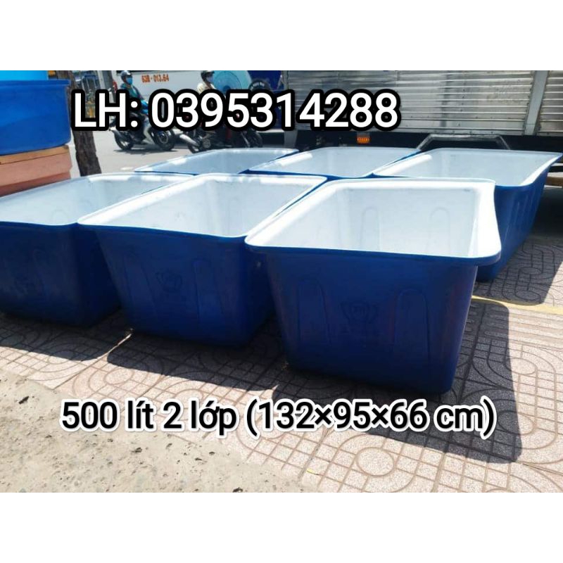 tank nhựa nuôi cá  chữ nhật 500 lít ( 2 lớp và 1 lớp)