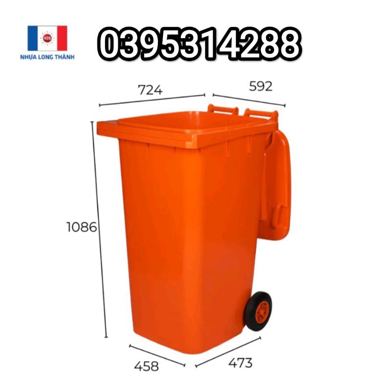 Thùng rác 240 lít nắp kín Long Thành cao cấp