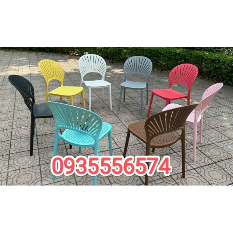 Ghế nhựa đúc lưng cánh hoa nhập khẩu