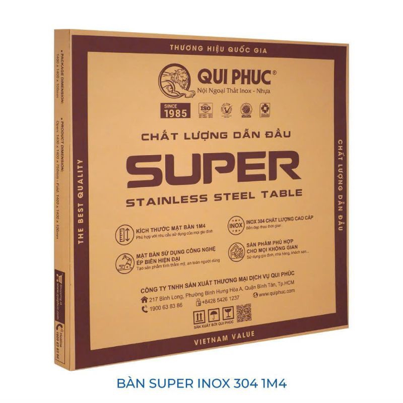 Bàn tròn inox 1m4 mặt xoay Thái  Lan Qui phúc (inox 304