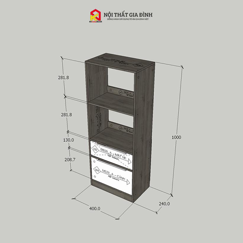 Kệ sách gỗ 4 tầng đa năng KN Home Decor, Tủ gỗ đa năng nhiều tầng gỗ MDF phủ Melamine  KS_MS29A