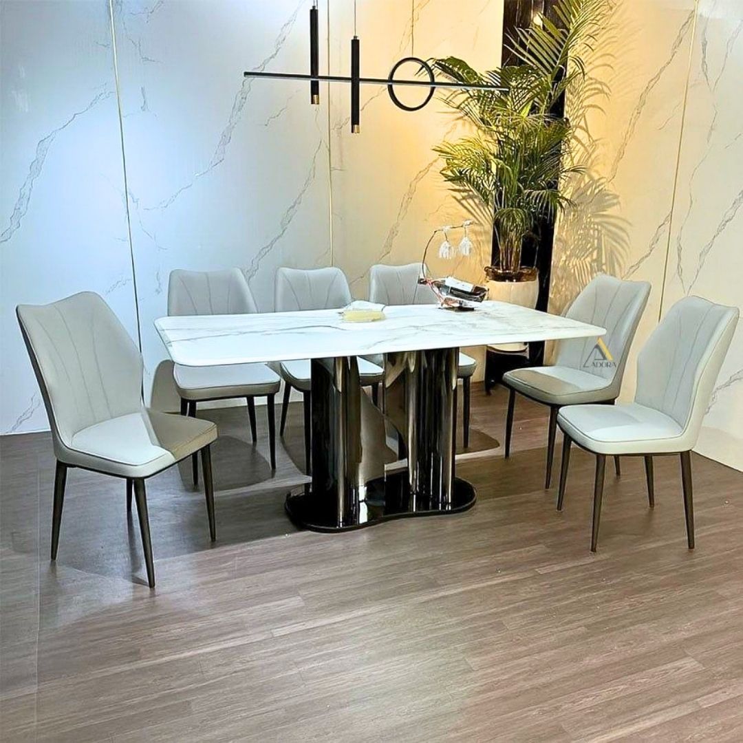 Bàn ăn chân inox PVD Titan Đen