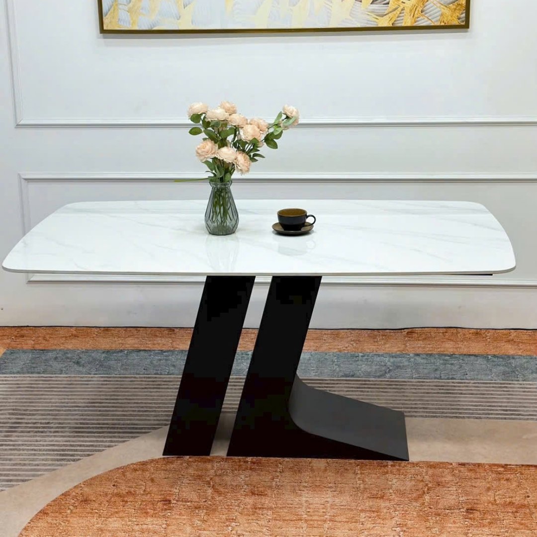 Bàn ăn chân chữ L mặt đá Vi tinh thể cao cấp KN Home Decor