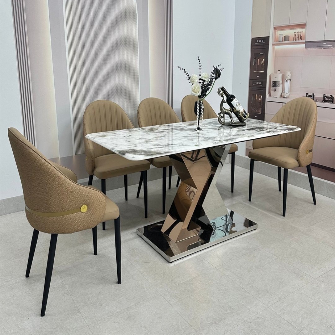 Bàn ăn Clara đá vi tinh thể nhập khẩu