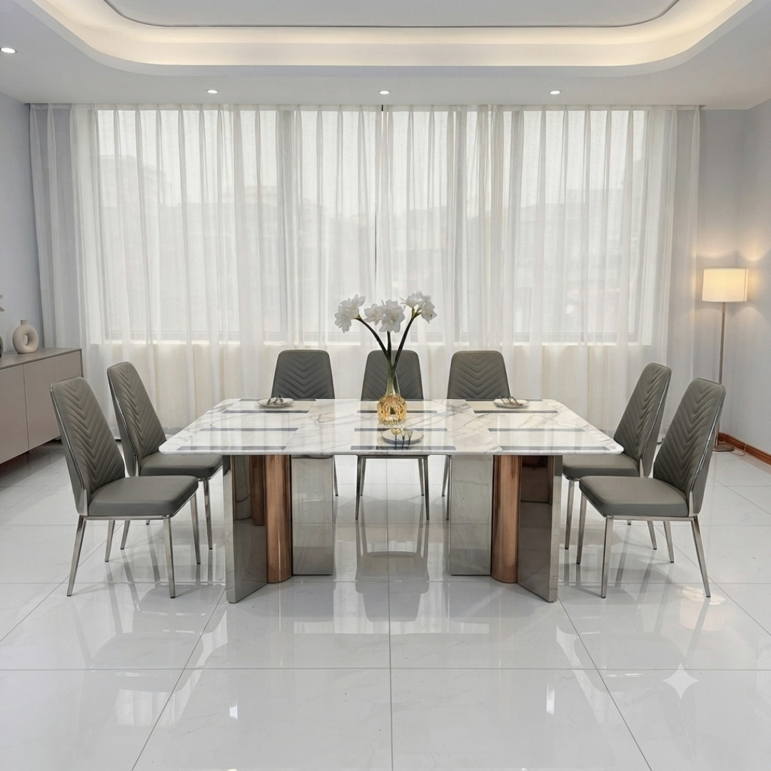 Bàn ăn Diana đá vi tinh thể nhập khẩu