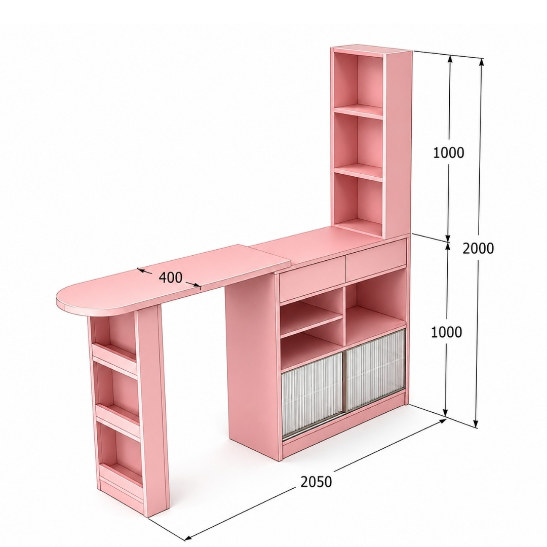 BÀN ĂN KẾT HỢP TỦ LƯU TRỮ ĐA NĂNG 205x40/60x200CM – KN HOME DECOR