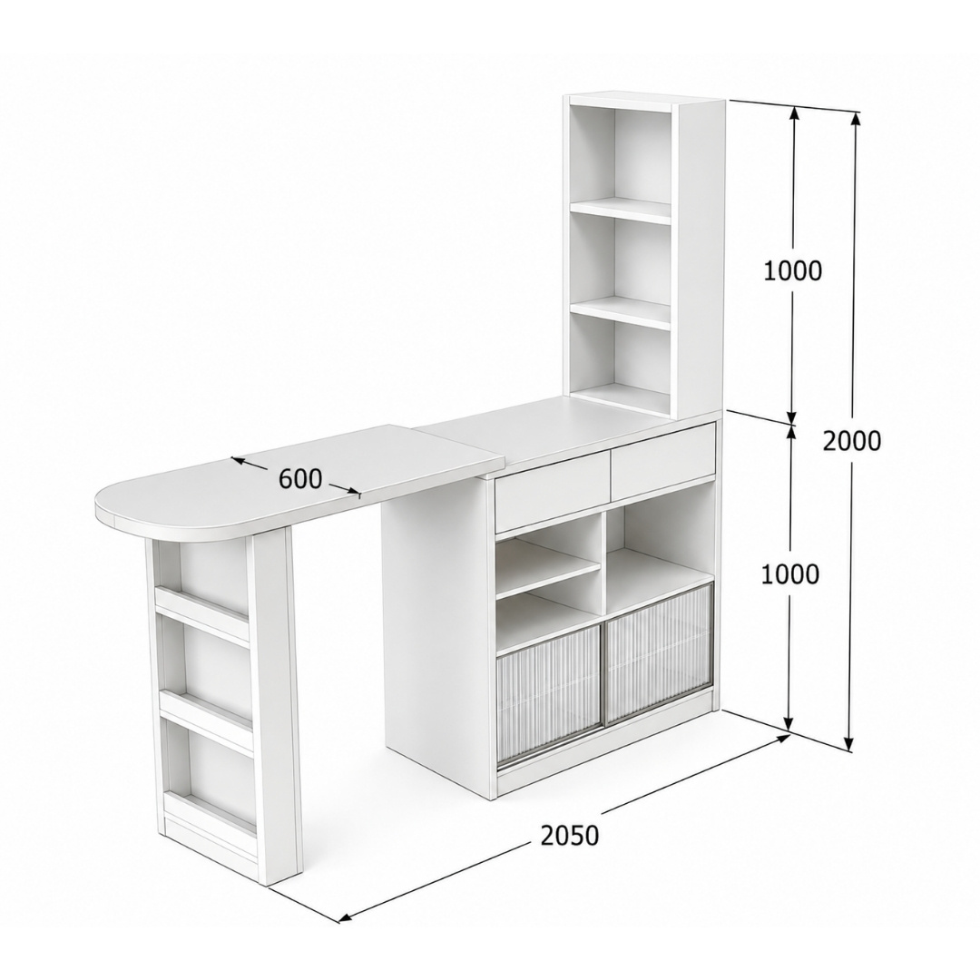 BÀN ĂN KẾT HỢP TỦ LƯU TRỮ ĐA NĂNG 205x40/60x200CM – KN HOME DECOR