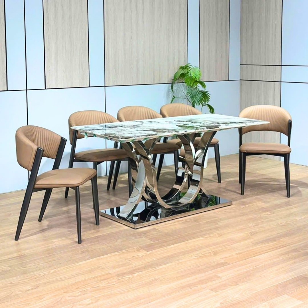 Bàn ăn Sophia 160 cm phù hợp phòng ăn 6 người sang trọng.