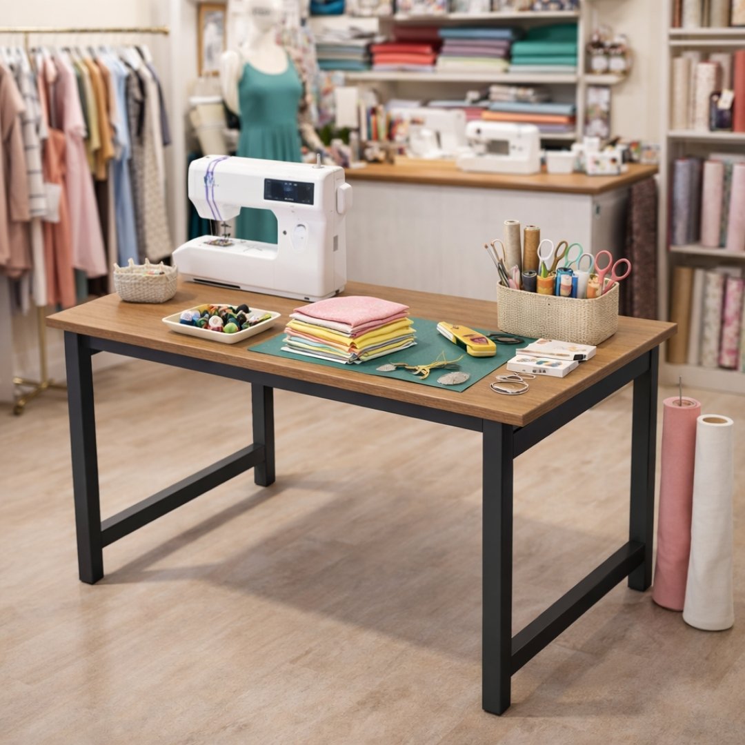 Bàn Cắt May MDF Melamine 120x90x82cm Chân Sắt Hộp Gấp Gọn Sơn Tĩnh Điện KN Home Decor