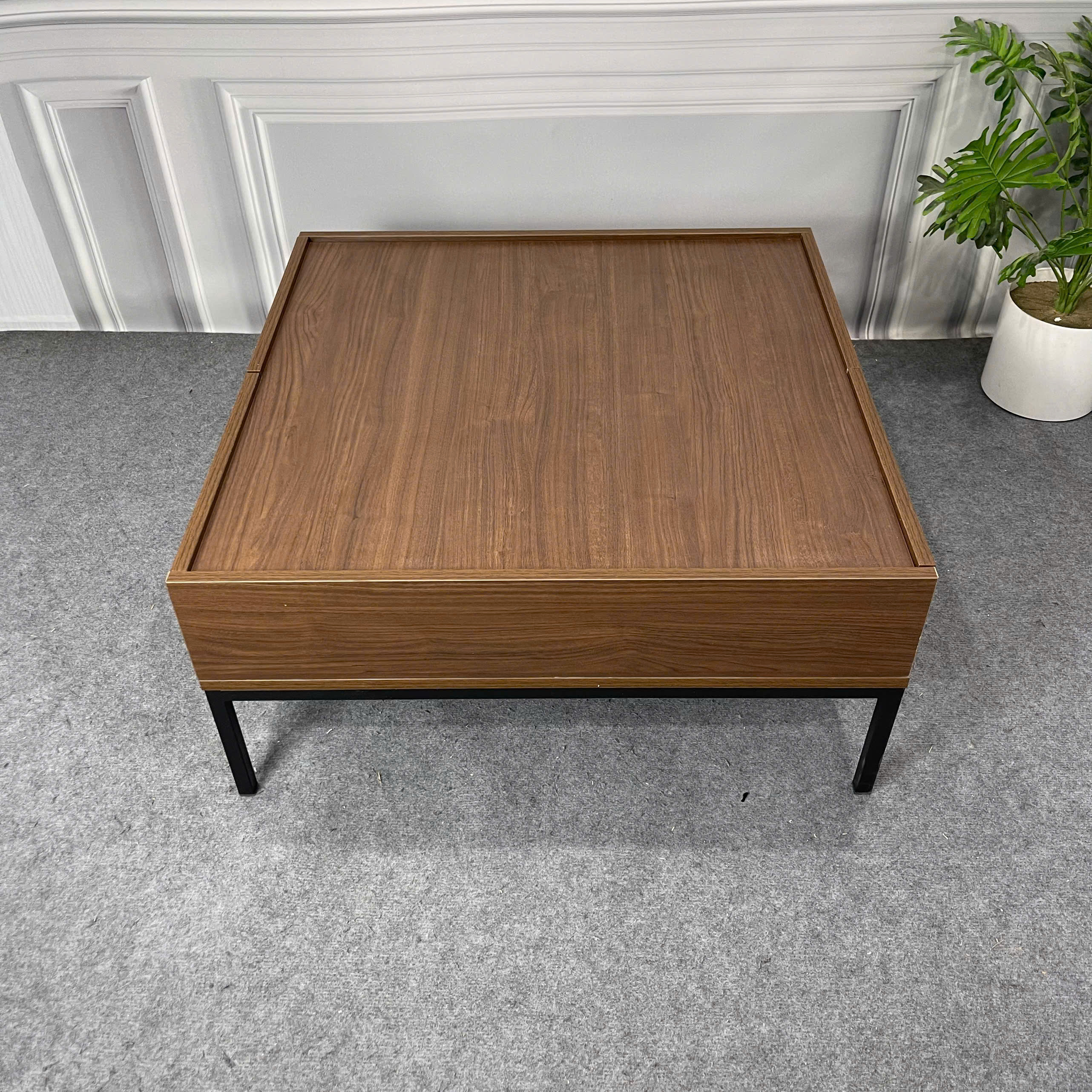 Bàn Chơi Trẻ Em MDF Melamine 80x80x35cm Có Ngăn Kéo Lưu Trữ Chân Sắt Sơn Tĩnh Điện KN Home Decor