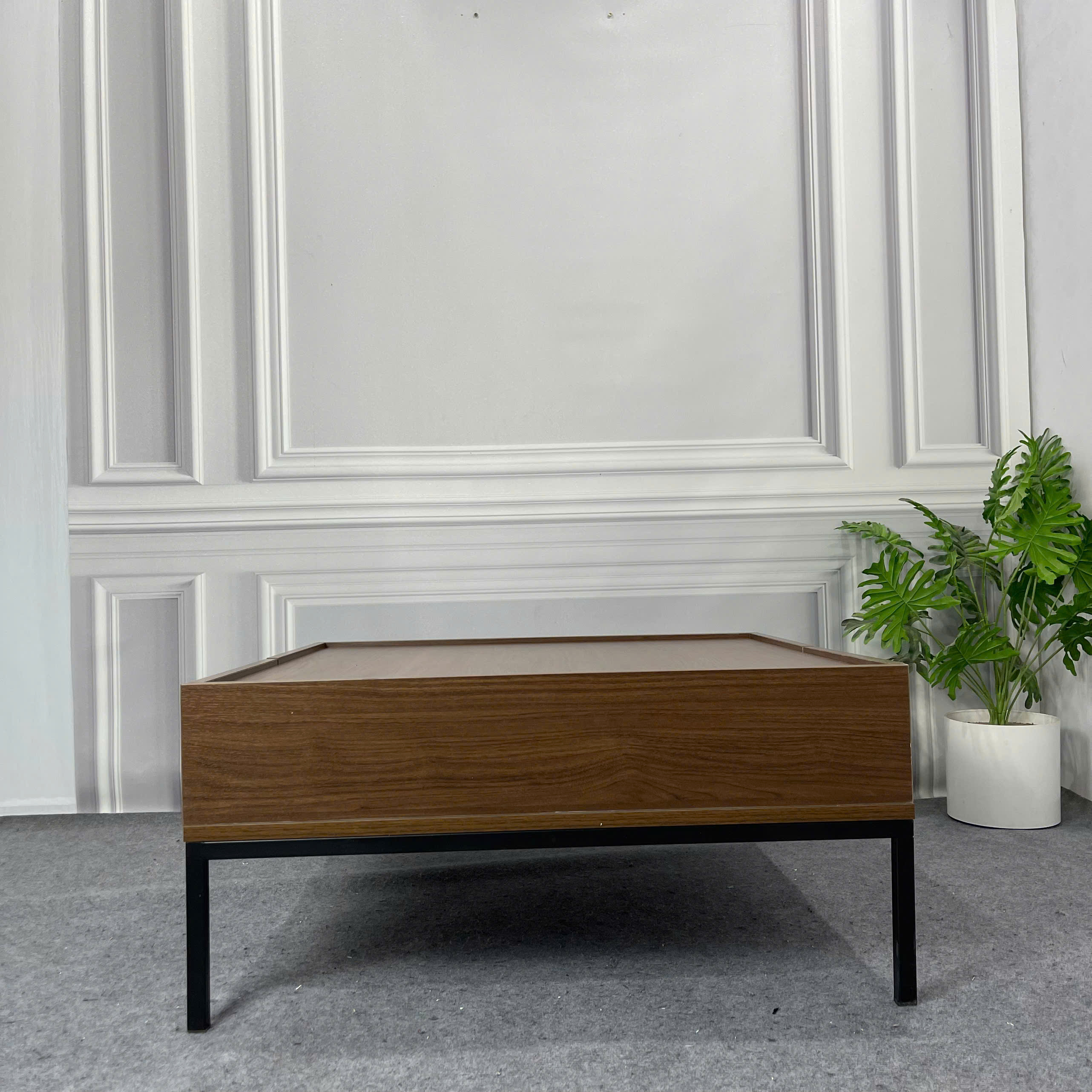 Bàn Chơi Trẻ Em MDF Melamine 80x80x35cm Có Ngăn Kéo Lưu Trữ Chân Sắt Sơn Tĩnh Điện KN Home Decor