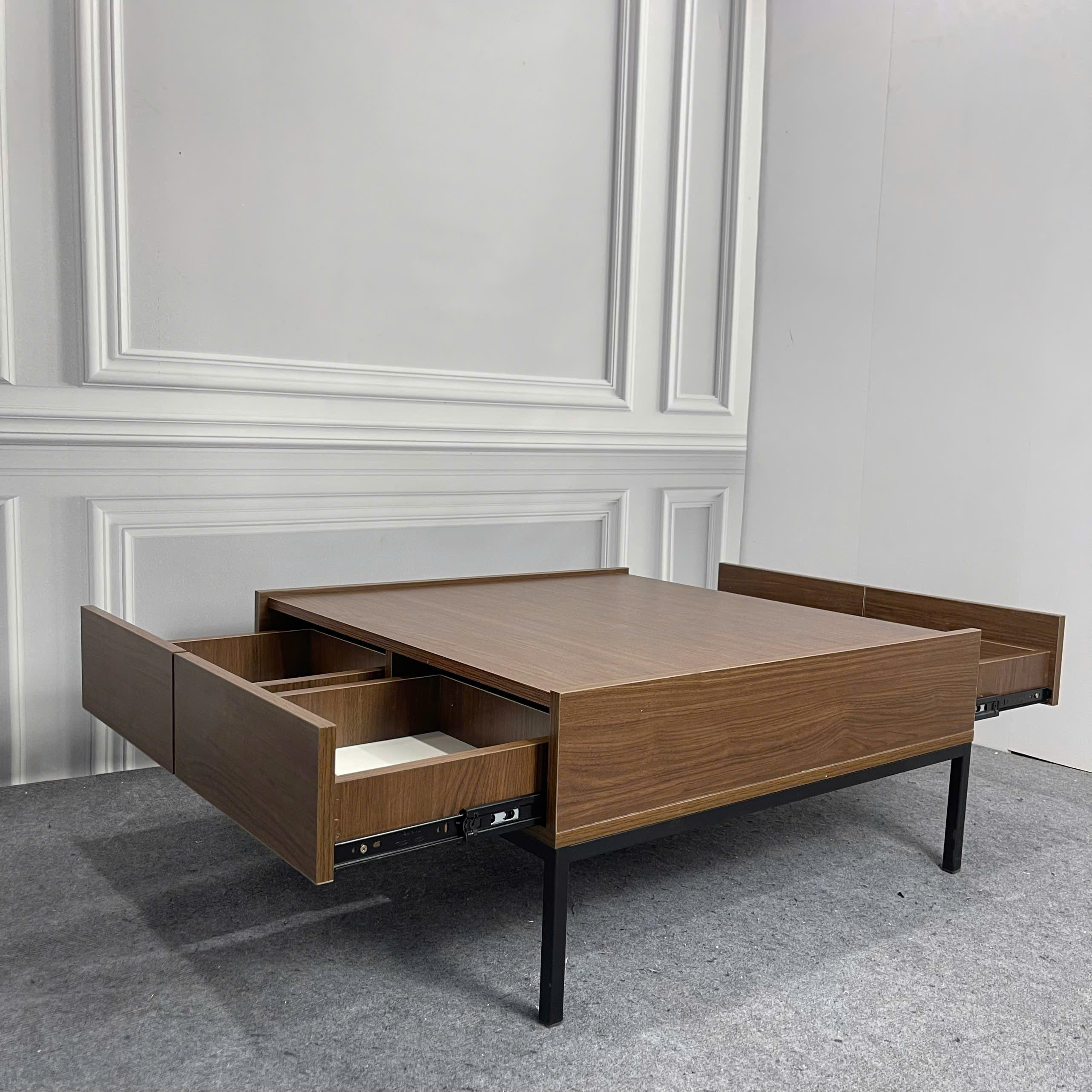 Bàn Chơi Trẻ Em MDF Melamine 80x80x35cm Có Ngăn Kéo Lưu Trữ Chân Sắt Sơn Tĩnh Điện KN Home Decor