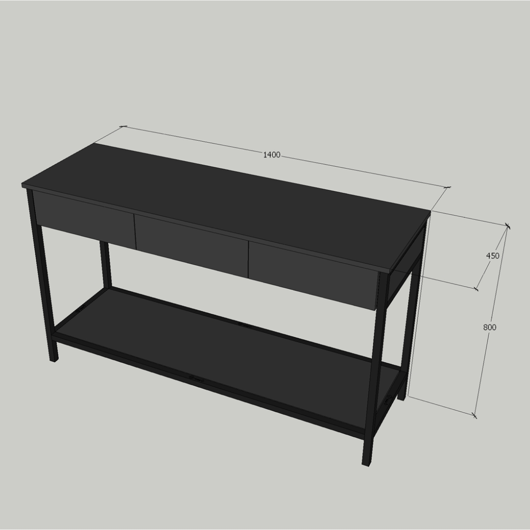 Bàn để đồ bếp 140x45x80cm phù hợp căn hộ chung cư.