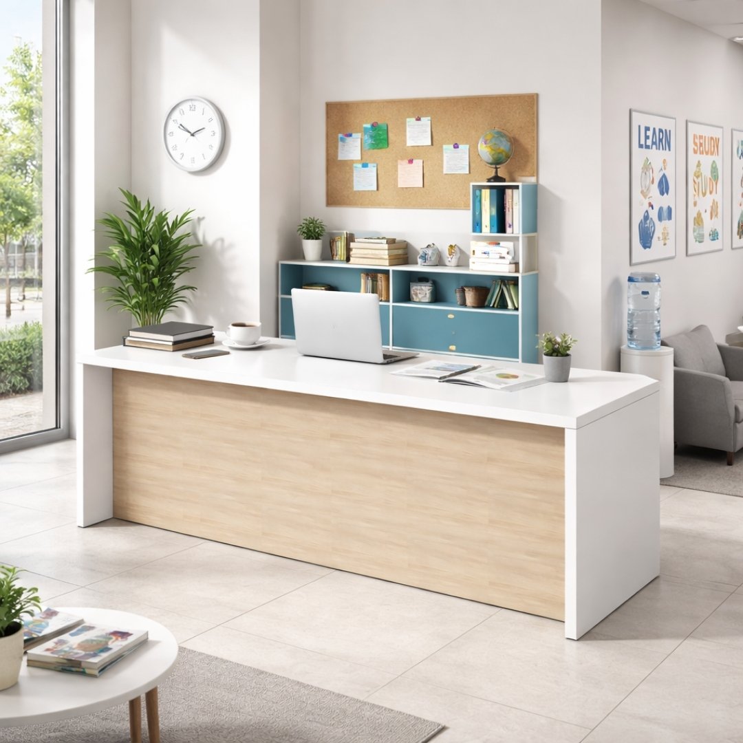 Bàn Đón Tiếp Học Viên MDF Melamine 220x60x75cm Quầy Lễ Tân Đơn Giản KN Home Decor