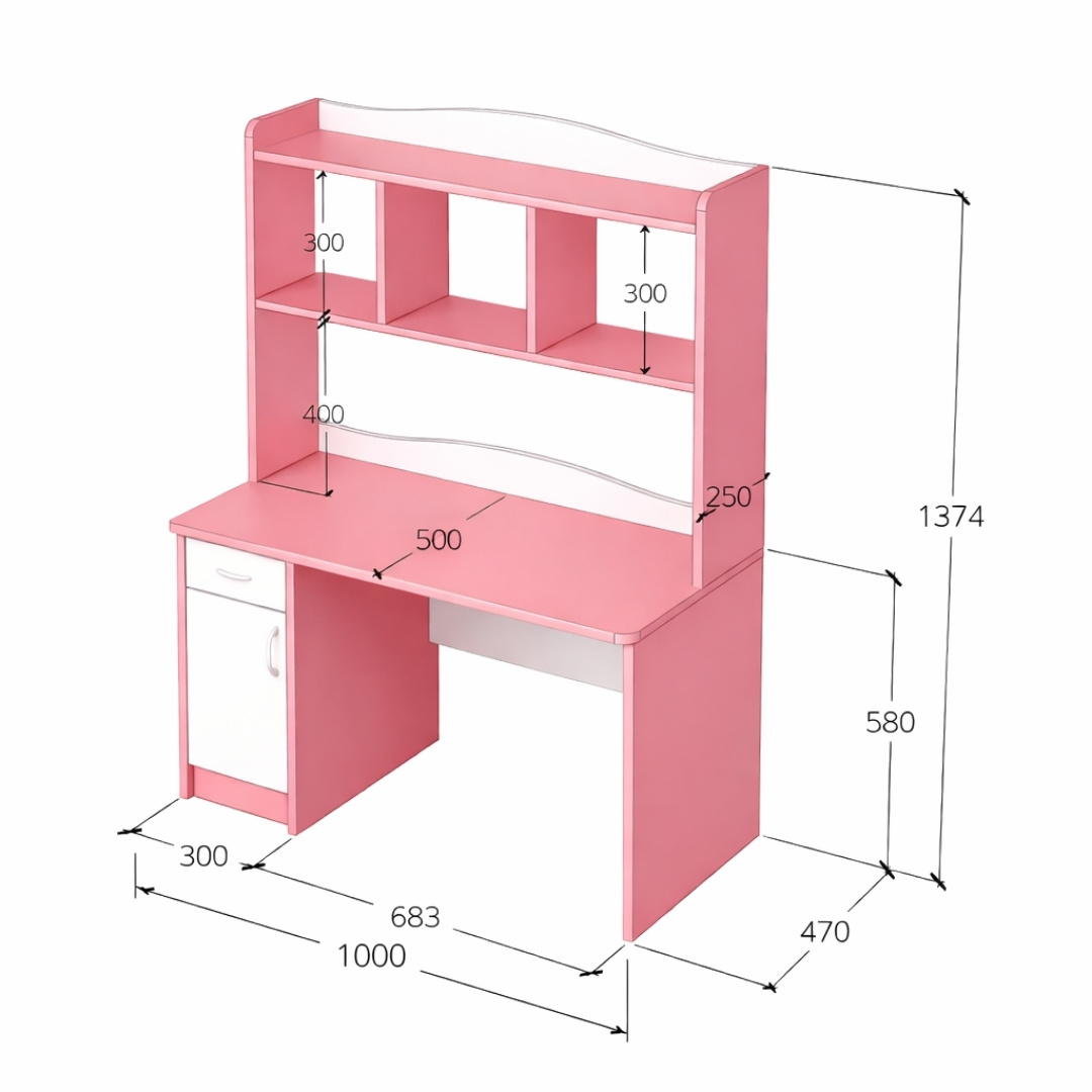 Bàn học 1 cánh mở 1 ngăn kéo có kệ sách