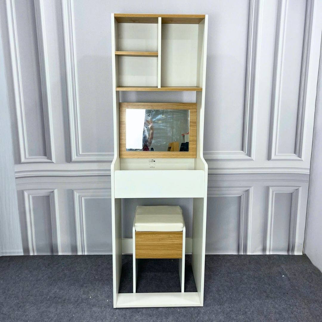 Bàn trang điểm MDF phủ Melamine có gương và ngăn để mỹ phẩm, thiết kế thanh lịch, thương hiệu KN Home Decor.