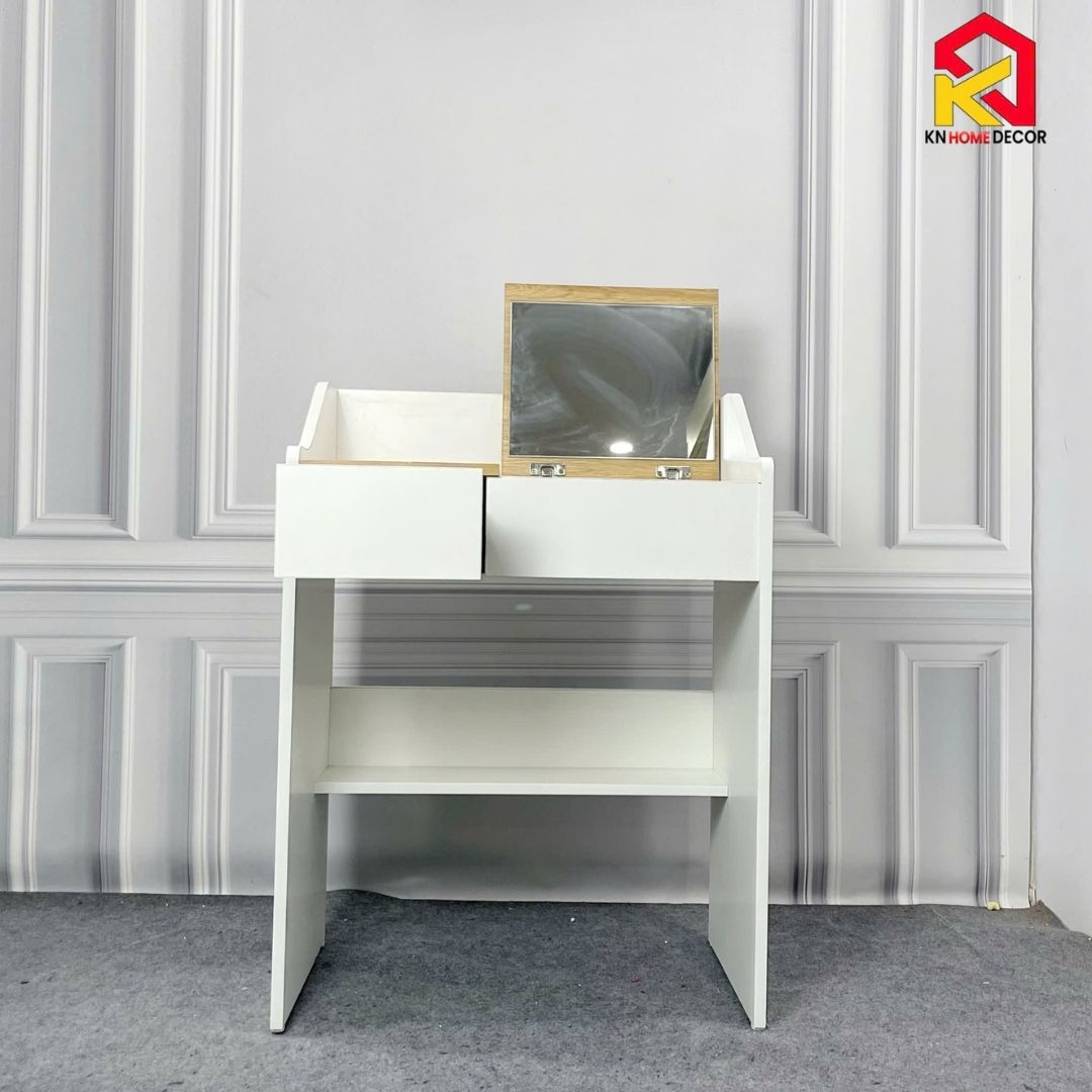 Bàn trang điểm MDF phủ Melamine có gương và ngăn kéo, thiết kế thanh lịch, thương hiệu KN Home Decor.