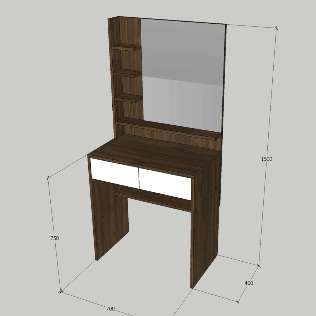 Bàn trang điểm MDF phủ Melamine có gương và ngăn kéo, thiết kế thanh lịch, thương hiệu KN Home Decor.