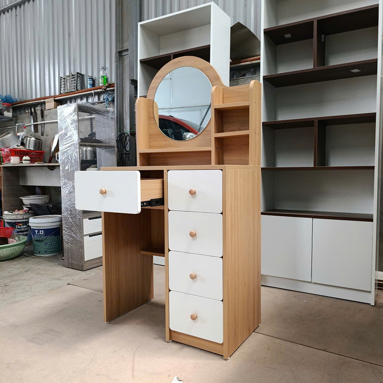 Bàn Trang Điểm Gỗ MDF Phủ Melamine – Hiện Đại & Sang Trọng R70*C140*40cm| BTD02 KN Home Decor