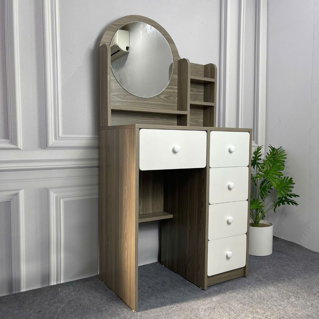 Bàn trang điểm MDF phủ Melamine có gương và ngăn kéo, thiết kế thanh lịch, thương hiệu KN Home Decor.