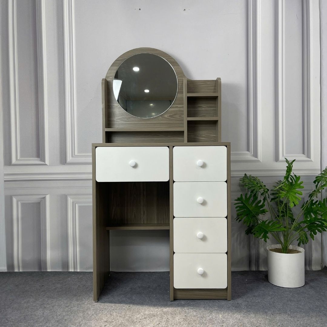 Bàn trang điểm MDF phủ Melamine có gương và ngăn kéo, thiết kế thanh lịch, thương hiệu KN Home Decor.