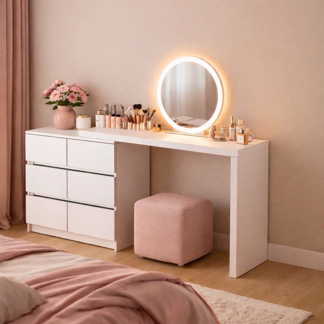 Bàn Trang Điểm MDF Melamine 120x40x75cm Kèm Tủ Ngăn Kéo Hiện Đại KN Home Decor