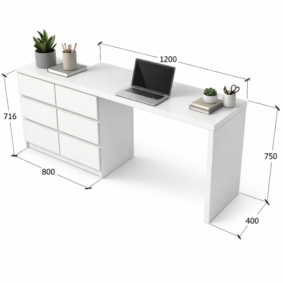 Bàn Trang Điểm MDF Melamine 120x40x75cm Kèm Tủ Ngăn Kéo Hiện Đại KN Home Decor