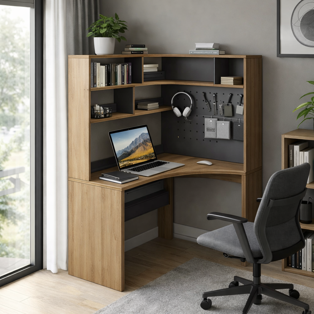 Bàn làm việc góc tường chữ L MDF melamine