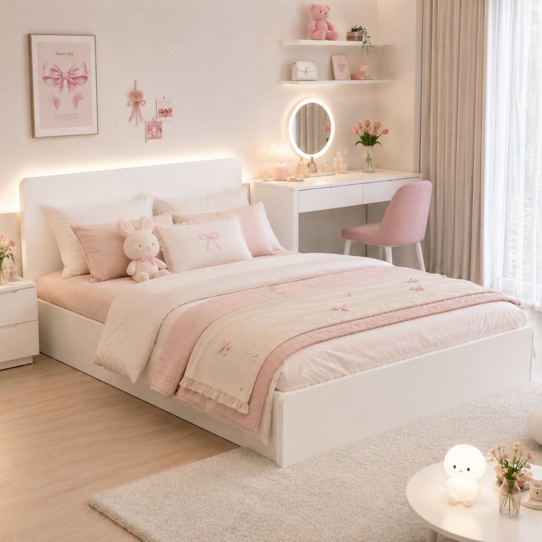 GIƯỜNG NGỦ HỘC LƯU TRỮ BO CONG – KN HOME DECOR