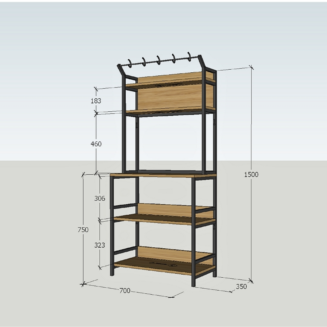 Tủ để đồ gỗ MDF phủ melamine kết hợp khung sắt sơn tĩnh điện phong cách hiện đại – KN Home Décor