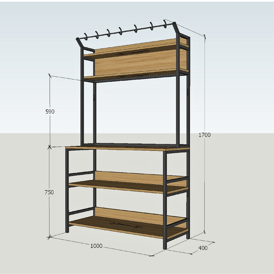 Tủ để đồ gỗ MDF phủ melamine kết hợp khung sắt sơn tĩnh điện phong cách hiện đại – KN Home Décor