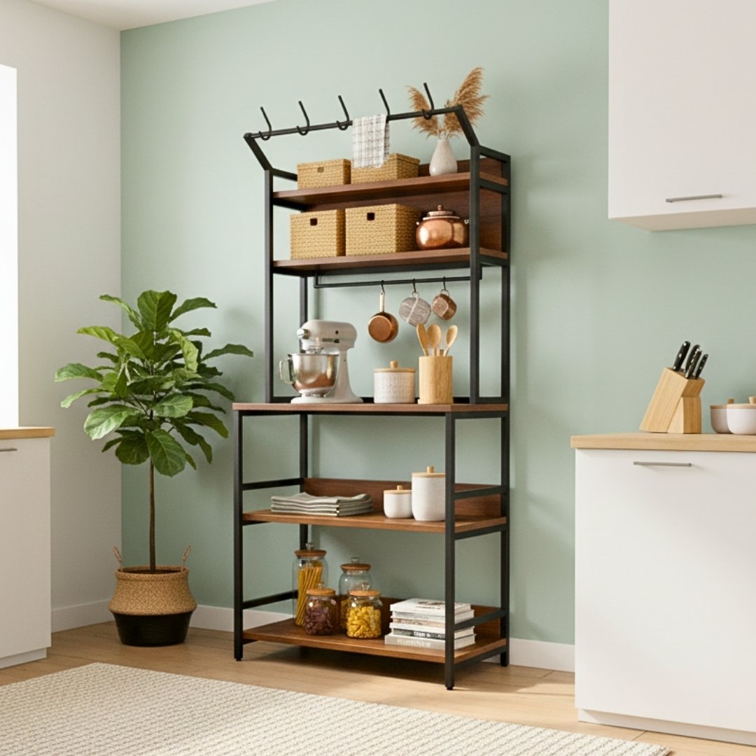 Tủ để đồ gỗ MDF phủ melamine kết hợp khung sắt sơn tĩnh điện phong cách hiện đại – KN Home Décor