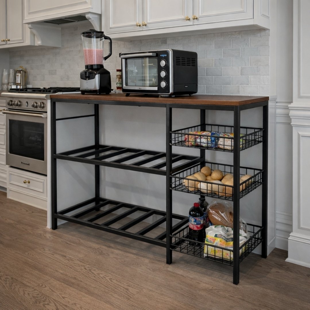 Kệ bếp khung sắt hộp 25x25 đặt lò vi sóng và đồ gia dụng