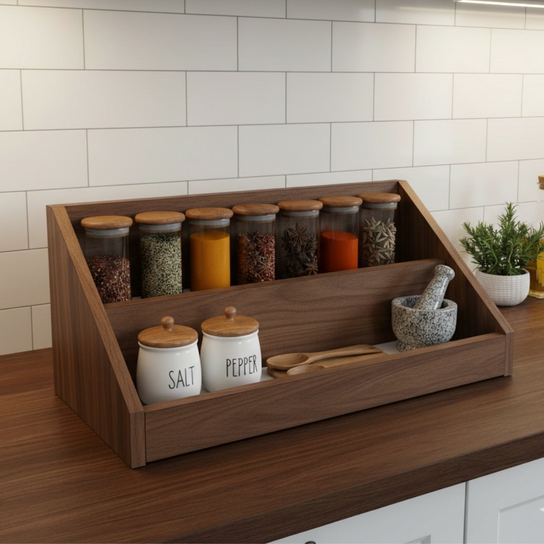 kệ để gia vị bếp gỗ mdf cho chung cư