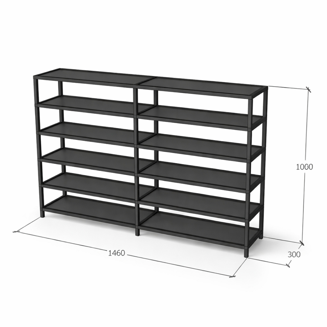 Kệ Để Giày Khung Sắt Hộp 20x20 Sơn Tĩnh Điện 146x30x100cm Đa Tầng KN Home Decor